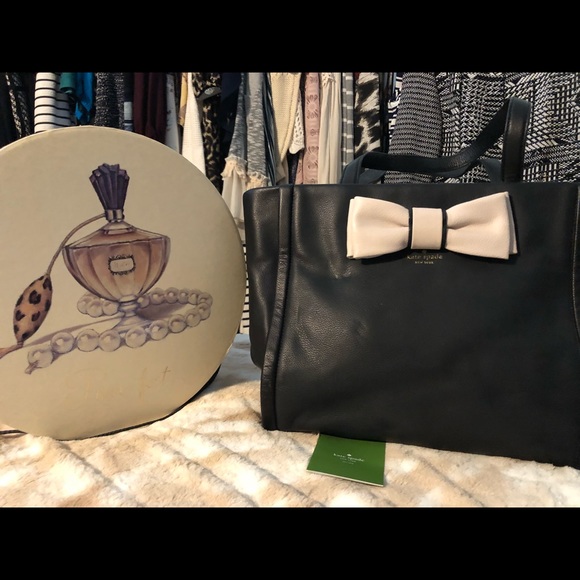 kate spade black tote with bow